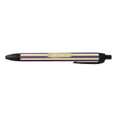 Donkere Paarse Gold Stripe Pattern - Aangepaste na Zwarte Inkt Pen (Bodem)