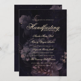 Donkere Paarse Gothic Boho Floral Handfasting Kaart