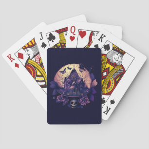 Donkere Paarse Gotische Spookhuis Pokerkaarten