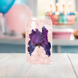 Donkere Paarse Iris Bloom Floral Blikvorm Glas