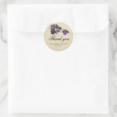  donkere Paarse kartonnen bruiloft Dank je wel C Ronde Sticker (Tas)