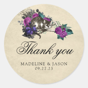  donkere Paarse kartonnen bruiloft Dank je wel C Ronde Sticker