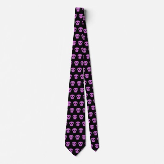 Donkere Paarse Mauve Black Skulls Pattern Mannen Stropdas (Voorkant)