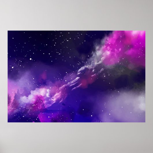 Donkere Paarse Nachtlucht, Violet Clouds, sterren Poster (Voorkant)