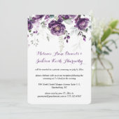 Donkere Paarse pioenen receptie alleen bruiloft Kaart (Staand voorkant)