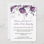 Donkere Paarse pioenen receptie alleen bruiloft Kaart (Voorkant)