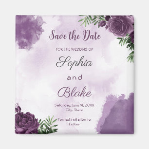 Donkere Paarse Rozen Floral Gothic Save the Date Magneet