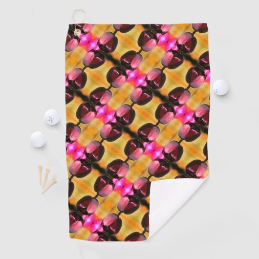 Donkere Paarse Tulip Flower Abstract Pattern Golfhanddoek (Insitu)