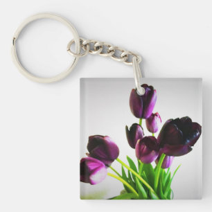 Donkere Paarse tulpen Sleutelhanger