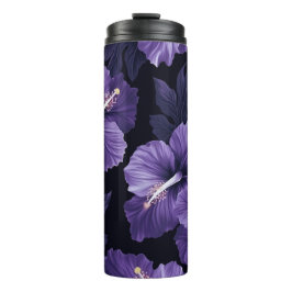 DONKERE PAARSE & ZWARTE TROPISCHE HIBISCUS BLOEMEN THERMOSBEKER