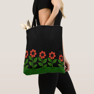 Donkere Pastel Rode Bloemen Draagtas