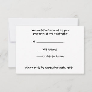 Donkere Pauw Huwelijks RSVP Kaartje