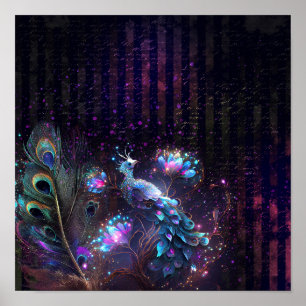 Donkere Peacock Digital Art Design 4 Poster