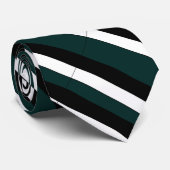 Donkere pine Black en White University Stripe Stro Stropdas (Opgerold)