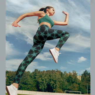 Donkere praktische groene ster leggings