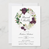 Donkere pruim bloemenkrans | Brunch en Bubble Kaart (Voorkant)