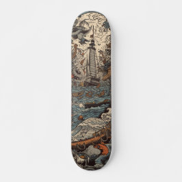 Donkere psychedelische vuurtoren skateboard
