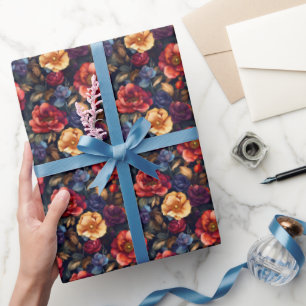 Donkere regenboog bloem op zwart cadeaupapier
