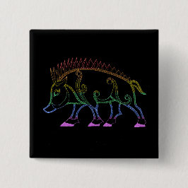 Donkere regenboogzwijn vierkante button 5,1 cm