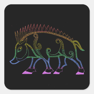 Donkere regenboogzwijn vierkante sticker