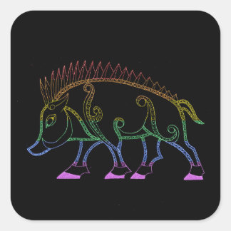 Donkere regenboogzwijn vierkante sticker