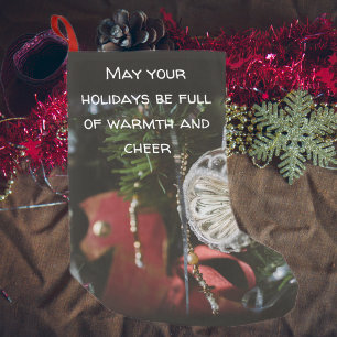 Donkere retro kerstboom kleine kerstsok