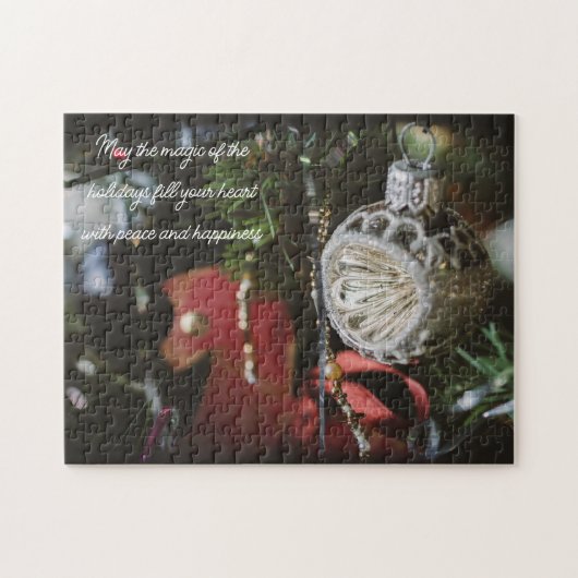 Donkere retro kerstboom legpuzzel (Horizontaal)