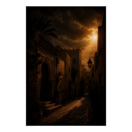 Donkere Riad Steeg Sunburst Poster Perfect Poster