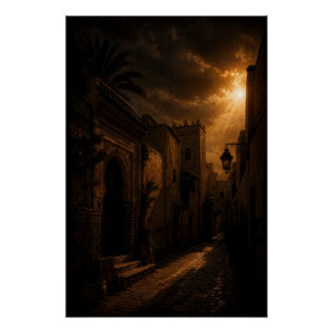 Donkere Riad Steeg Sunburst Poster Perfect Poster