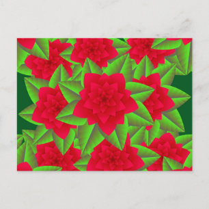 Donkere rode Camellias en groene bladeren Briefkaart