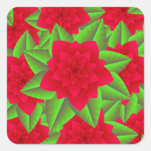 Donkere rode Camellias en groene bladeren Vierkante Sticker