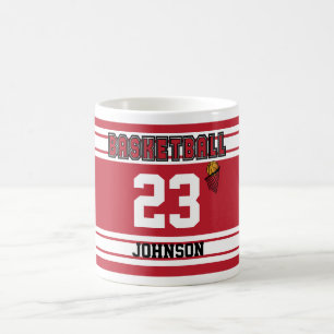 Donkere rode en witte Basketball Jersey Koffiemok