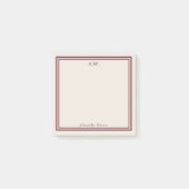 Donkere rode en witte monogrammen post-it® notes (Voorkant)