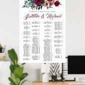 Donkere rode flora alfabetische bruiloft poster (Thuiskantoor)