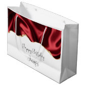 Donkere rode glam wazig satin Abstract Design Birt Groot Cadeauzakje (Voorkant Gekanteld)