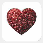 Donkere rode hartritme vierkante sticker (Voorkant)