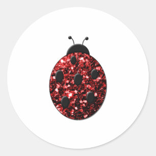 Donkere rode ladybug in glitter ronde sticker