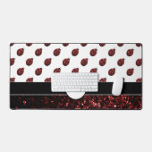 Donkere rode ladybug in glitter sparters Monogram Bureaumat (Keyboard & Muis)