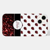 Donkere rode ladybug in glitter sparters Monogram Case-Mate iPhone Case (Achterkant (horizontaal))