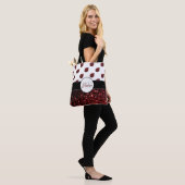 Donkere rode ladybug in glitter sparters Monogram Draagtas (Op model)