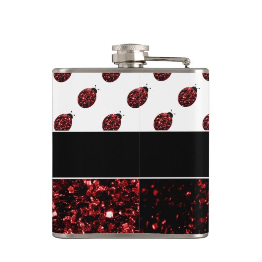 Donkere rode ladybug in glitter sparters Monogram Heupfles (Achterkant)