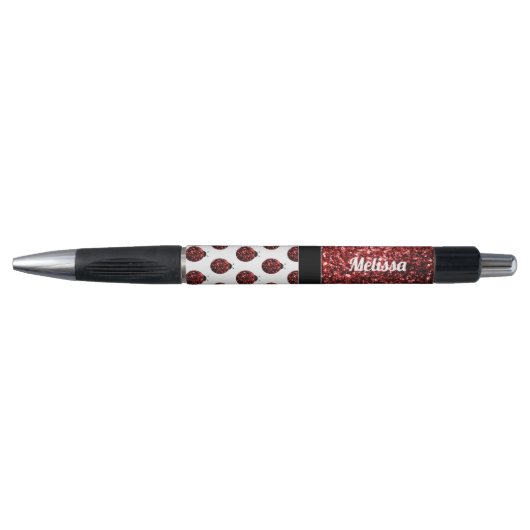 Donkere rode ladybug in glitter sparters Monogram Pen (Voorkant)