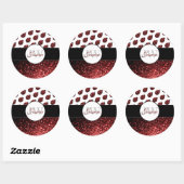 Donkere rode ladybug in glitter sparters Monogram Ronde Sticker (Vel)
