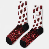 Donkere rode ladybug in glitter sparters Monogram Sokken (Links)