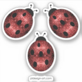 Donkere rode ladybug in glitter sticker (Voorkant)