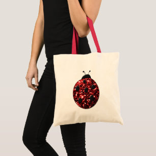 Donkere rode ladybug in glitter tote bag