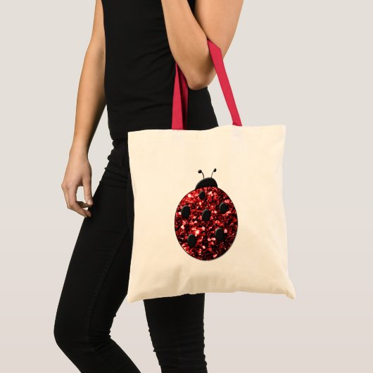 Donkere rode ladybug in glitter tote bag (Voorkant (product))