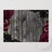 Donkere rode rozen hout en kant-en-klare bruiloft folie uitnodiging (Achterkant)