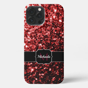 Donkere rode vlek Glitter sparkles Glamor Monogram iPhone 13 Pro Max Hoesje