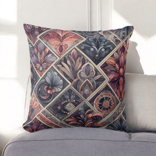 Donkere Romance Boho Waterverf Bloemen Lente Zomer Kussen